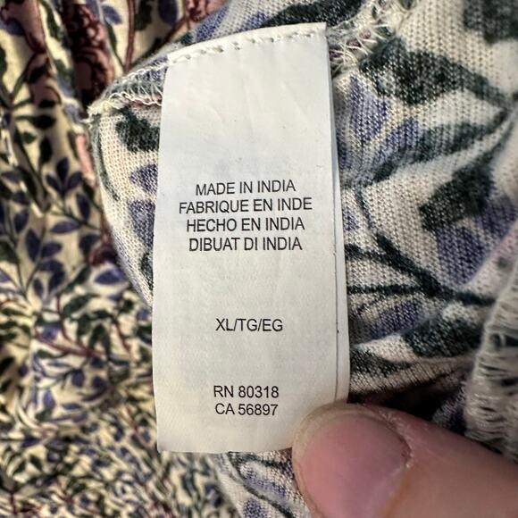 Lucky brand peasant top balloon sleeve drawstring collar floral bohemian hippie - Picture 7 of 11